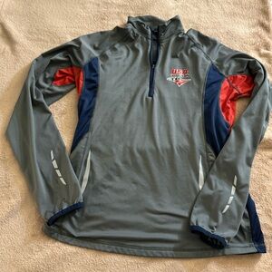 Gray and Red Long Sleeve Women's Top